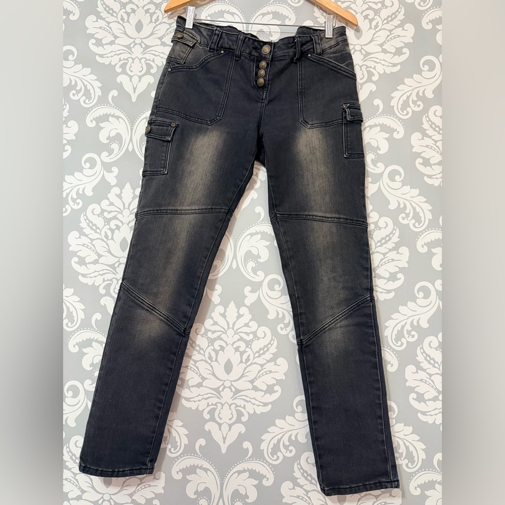 4/$25 • Another Flirt Y2K Acid Wash Detail‎ Mid Rise Jeans